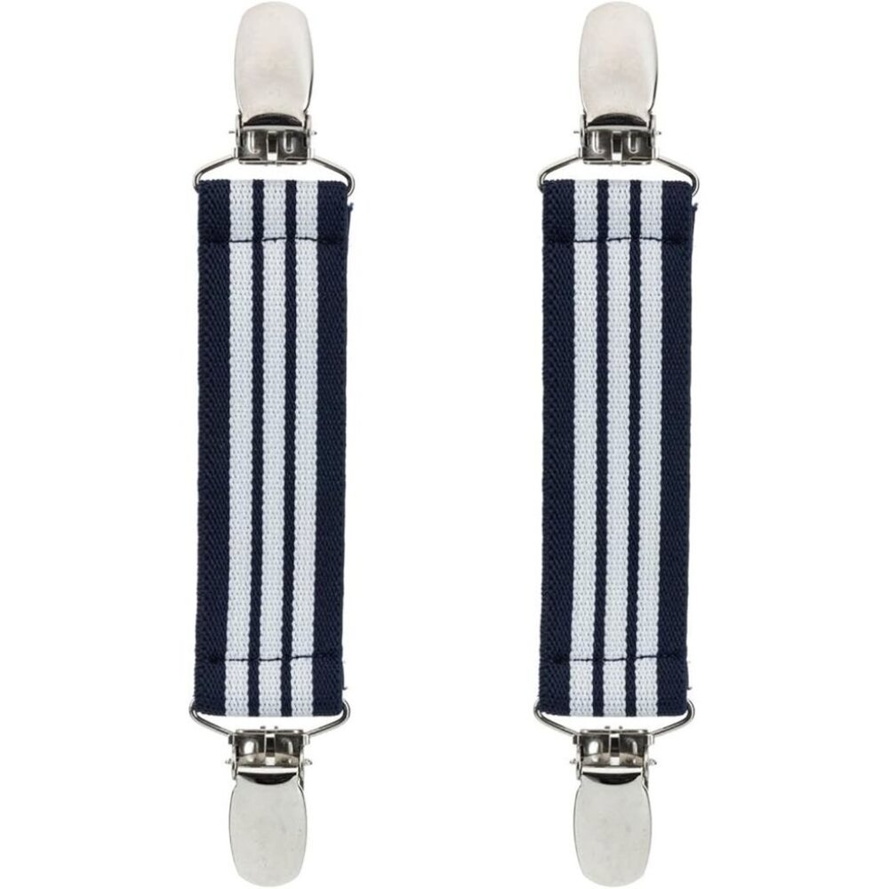 Hold’Em 1” Boot Straps Leg Pant Stirrup Elastic Extra Heavy Clips - Navy/White